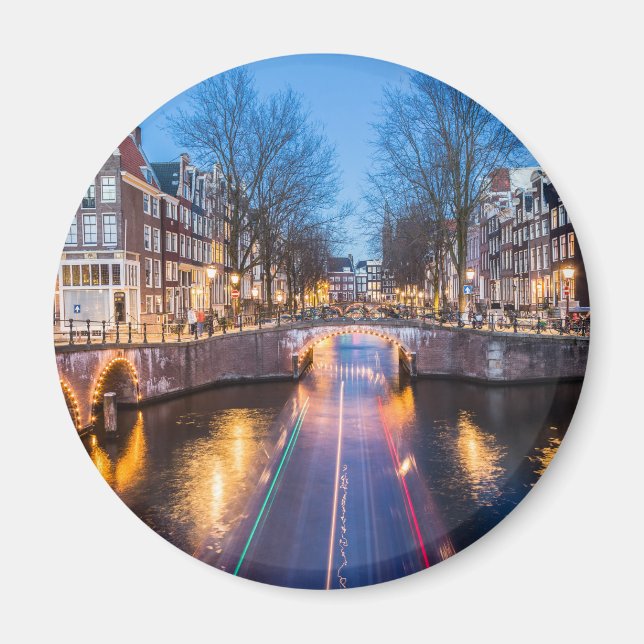Amsterdam Canals at Night Magnet (Front)