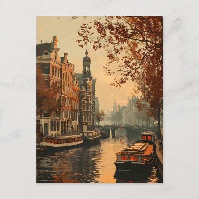 Amsterdam Canals: Vintage Vibes Postcard (Front)