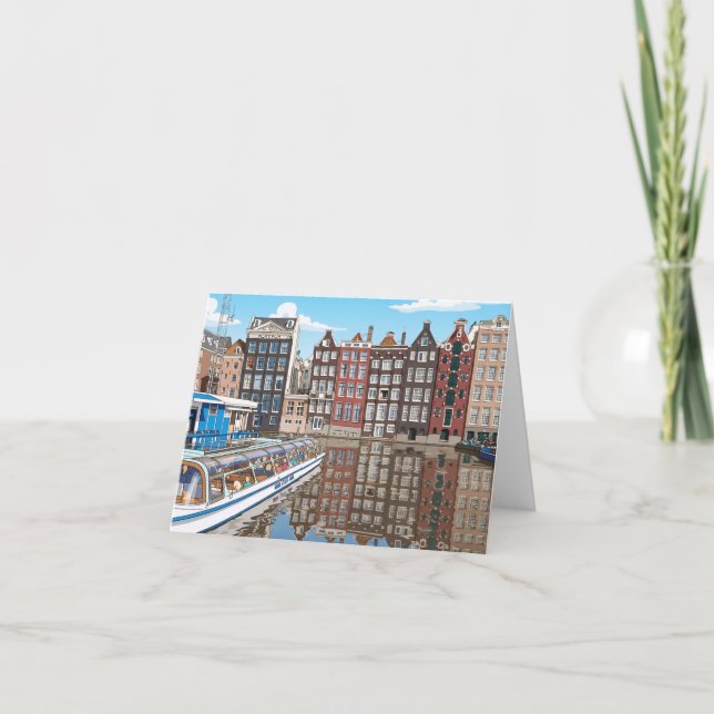 Amsterdam canalside houses greeting card (Front)