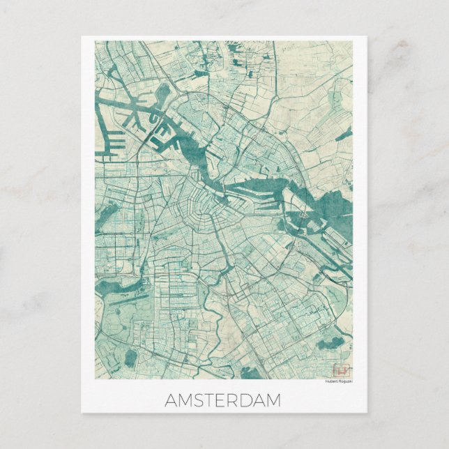 Amsterdam Carte Bleue Aquarelle Vintage (Devant)