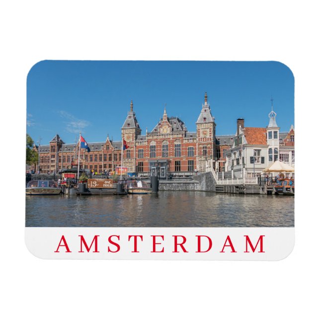 Amsterdam Central Station view fridge magnet (Horizontal)