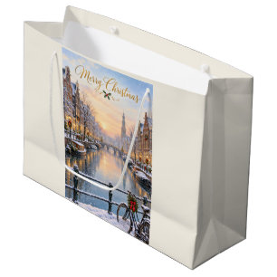 Amsterdam Christmas Winter Canal Gift Bag
