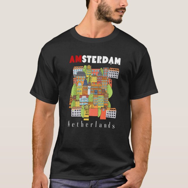 Amsterdam City Graphic  Netherlands Holland  Amste T-Shirt (Front)
