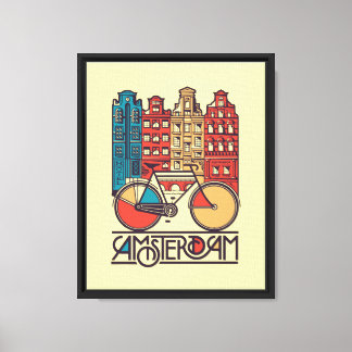 Amsterdam Cityscape Illustration Canvas Print