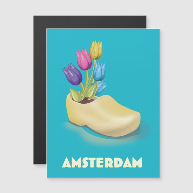 Amsterdam Cloggs and Tulips travel poster. (Front/Back)