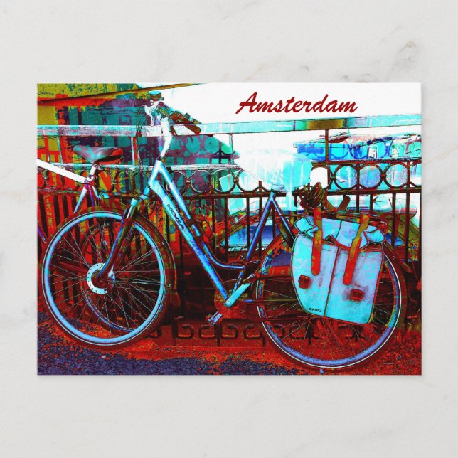 amsterdam colourful bicycle grunge postcard (Front)