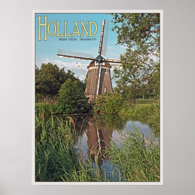 Amsterdam - De 1100 Roe Windmill Poster (Front)