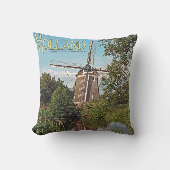 Amsterdam - De 1100 Roe Windmill Throw Pillow (Front)