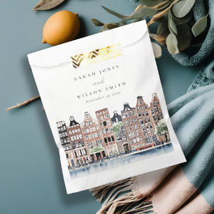 Amsterdam Dutch Canal Watercolor Landscape Wedding Favour Bag
