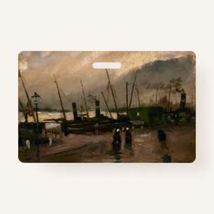 Amsterdam Fishermen's Harbour Storm by Vincent Gog Badge