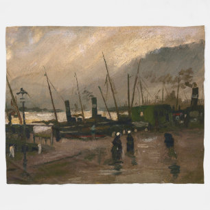 Amsterdam Fishermen's Harbour Storm by Vincent Gog Fleece Blanket