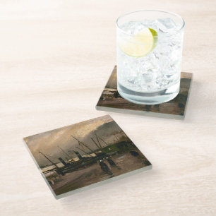 Amsterdam Fishermen's Harbour Storm by Vincent Gog Glass Coaster