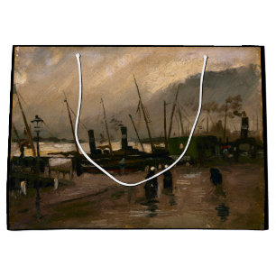 Amsterdam Fishermen's Harbour Storm by Vincent Gog Large Gift Bag