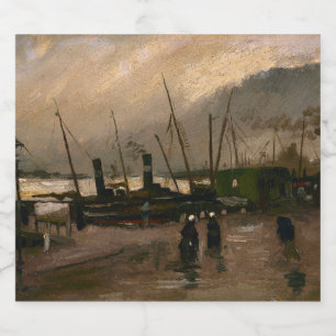 Amsterdam Fishermen's Harbour Storm by Vincent Gog Liquor Bottle Label