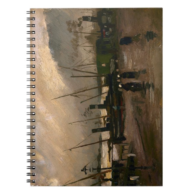 Amsterdam Fishermen's Harbour Storm by Vincent Gog Notebook (Front)