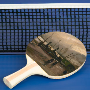 Amsterdam Fishermen's Harbour Storm by Vincent Gog Ping Pong Paddle