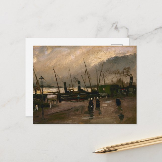 Amsterdam Fishermen's Harbour Storm by Vincent Gog Postcard (Front/Back In Situ)