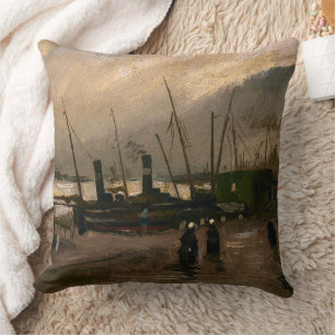 Amsterdam Fishermen's Harbour Storm by Vincent Gog Throw Pillow