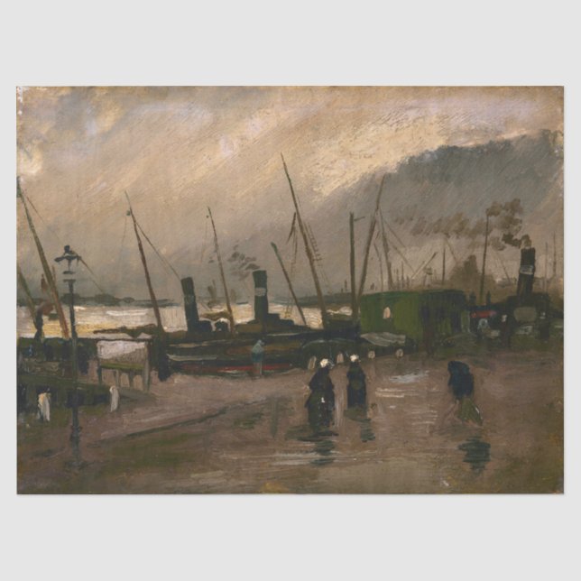 Amsterdam Fishermen's Harbour Storm by Vincent Gog Tissue Paper (Front)
