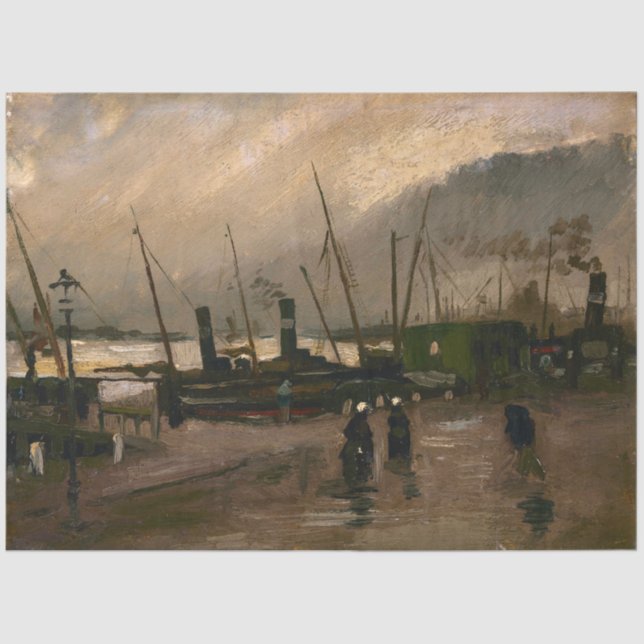 Amsterdam Fishermen's Harbour Storm by Vincent Gog Tissue Paper (Front)