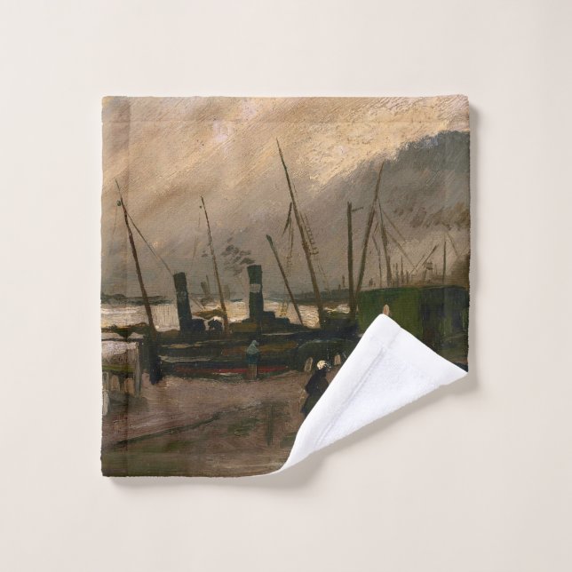 Amsterdam Fishermen's Harbour Storm by Vincent Gog Wash Cloth (Wash Cloth)