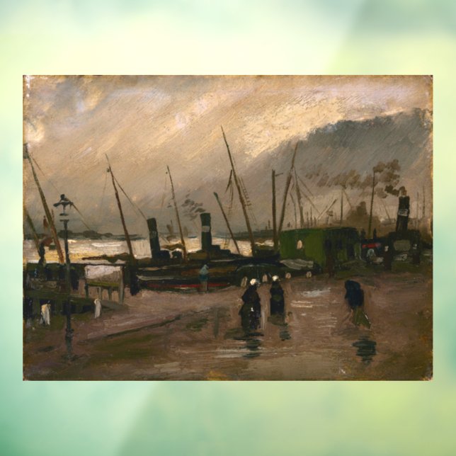 Amsterdam Fishermen's Harbour Storm by Vincent Gog Window Cling (Sheet 3)
