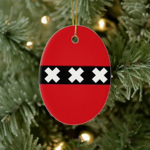 Amsterdam Flag Ceramic Ornament