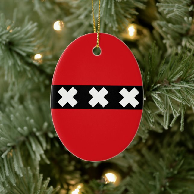 Amsterdam Flag Ceramic Ornament (Tree)