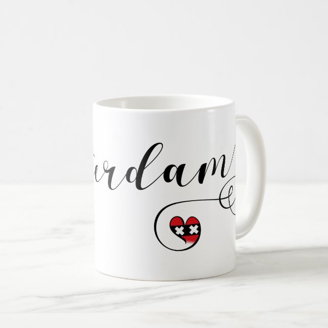 Amsterdam Heart Mug, Netherlands Coffee Mug (Front Right)