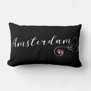 Amsterdam Heart Throw Cushion, Netherlands Lumbar Pillow
