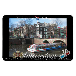 Amsterdam Holland 3D View Anaglyph Magnet