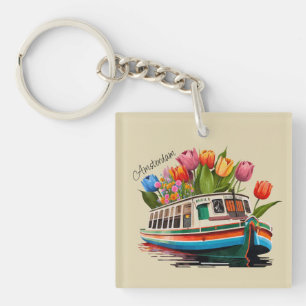Amsterdam Holland Boat Travel Keychain