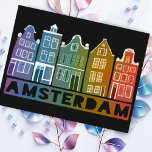 Amsterdam Holland Canal Houses Travel Colourful Postcard<br><div class="desc">Send a message with this sweet whimsical Amsterdam houses pattern art postcard.You can customize it and change or add text too. Add your own text on the back side. Check my shop for lots more colours and patterns! And more matching items too like totes, stickers, magnets, hats and tees. Let...</div>