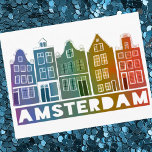 Amsterdam Holland Canal Houses Travel Colourful Postcard<br><div class="desc">Send a message with this sweet whimsical Amsterdam houses pattern art postcard.You can customize it and change or add text too. Add your own text on the back side. Check my shop for lots more colours and patterns! And more matching items too like totes, stickers, magnets, hats and tees. Let...</div>