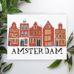 Amsterdam Holland Canal Houses Travel Colourful Postcard<br><div class="desc">Send a message with this sweet whimsical Amsterdam houses pattern art postcard.You can customize it and change or add text too. Add your own text on the back side. Check my shop for lots more colours and patterns! And more matching items too like totes, stickers, magnets, hats and tees. Let...</div>