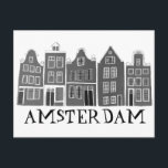 Amsterdam Holland Canal Houses Travel Cute Postcard<br><div class="desc">Send a message with this sweet whimsical Amsterdam houses pattern art postcard.You can customize it and change or add text too. Add your own text on the back side. Check my shop for lots more colours and patterns! And more matching items too like totes, stickers, magnets, hats and tees. Let...</div>