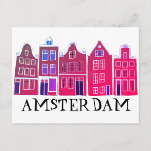 Amsterdam Holland Canal Houses Travel Europe Postcard