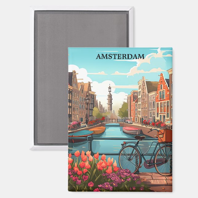 Amsterdam Holland Canal View Magnet (Front/Back)