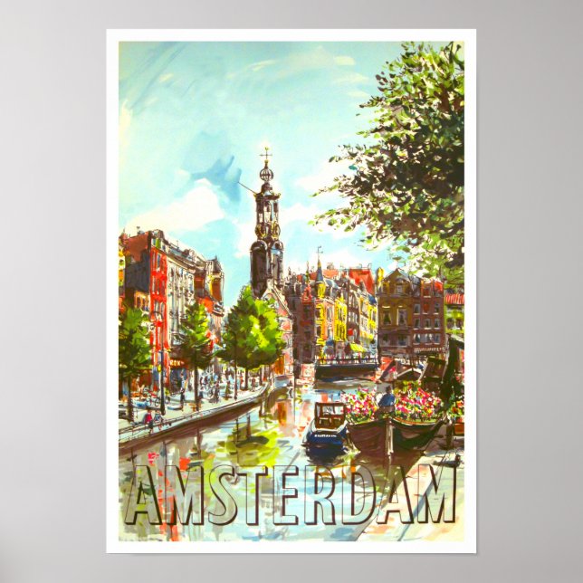 Amsterdam Holland vintage travel Poster (Devant)