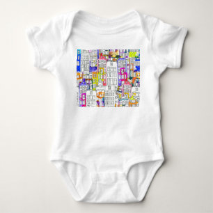 Amsterdam Houses: Watercolor Seamless Pattern Baby Bodysuit