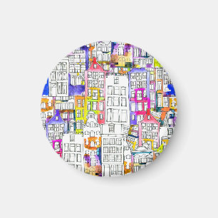Amsterdam Houses: Watercolor Seamless Pattern Magnet
