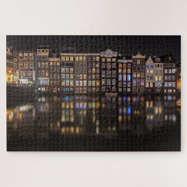 Amsterdam houses with colourful lights in the jigsaw puzzle (Horizontal)