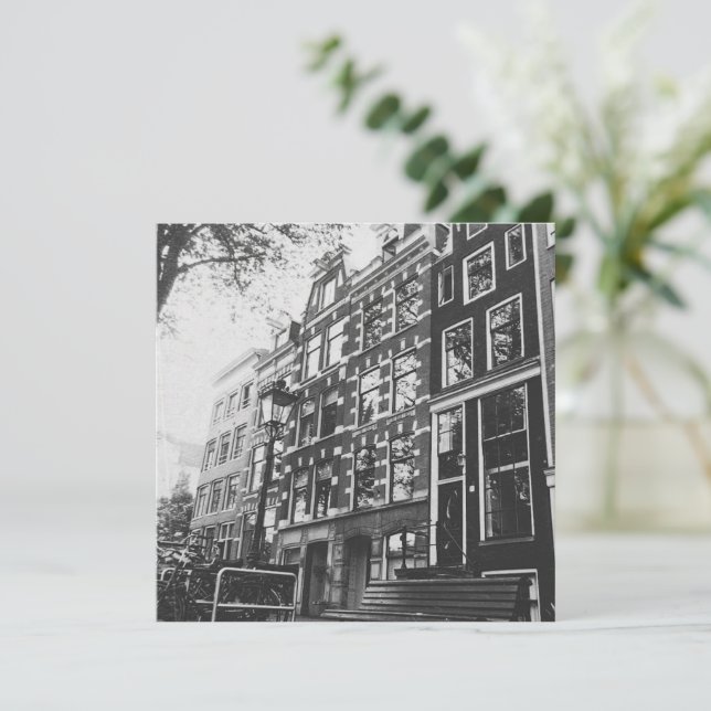 Amsterdam in Black and white  Invitation (Standing Front)
