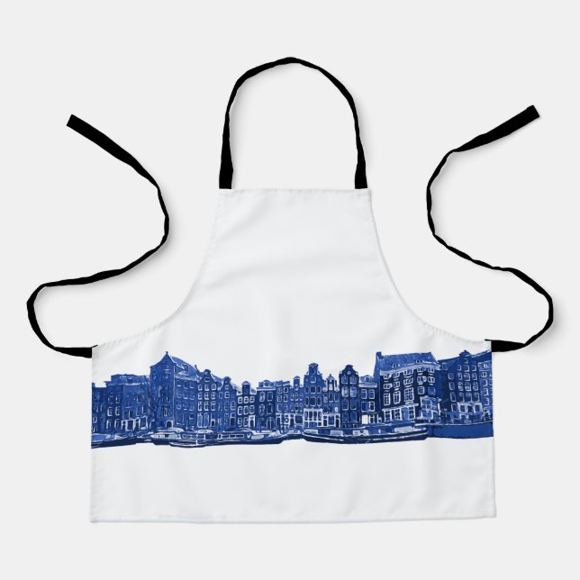 Amsterdam in blue Delftware style  Apron (Front)