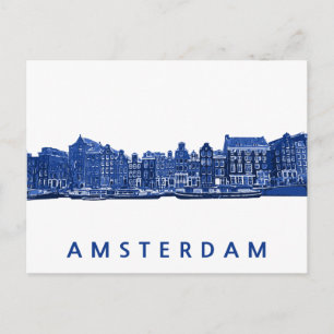 Amsterdam in blue Delftware style Postcard