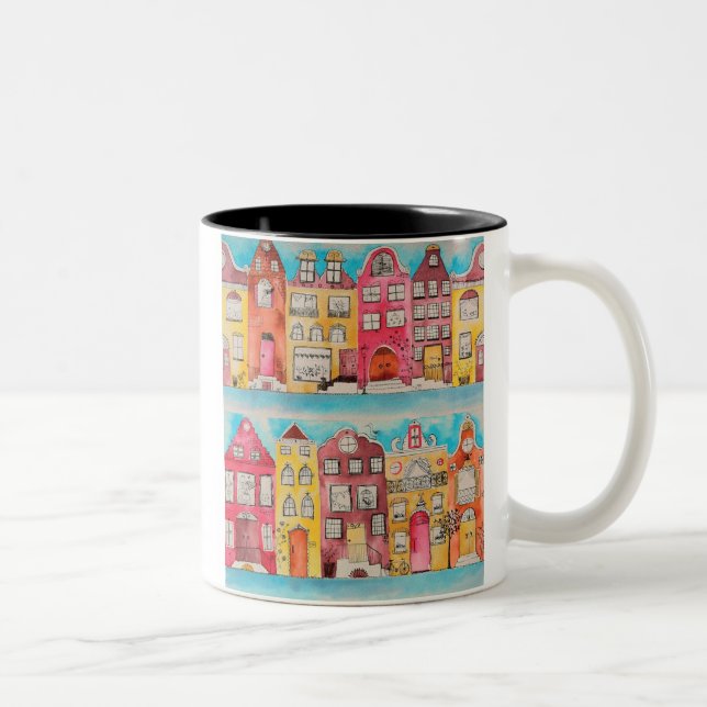 Amsterdam in love mosquito Two-Tone coffee mug (Right)