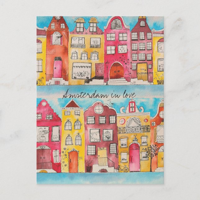 Amsterdam in love postcard (Front)