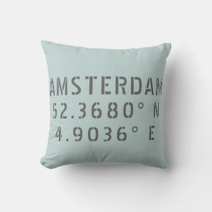 Amsterdam Latitude Longitude Throw Pillow
