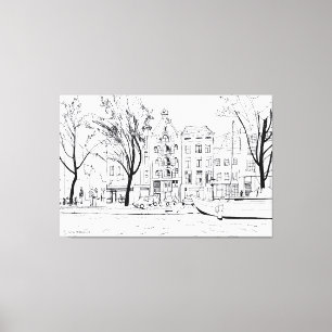 Amsterdam line drawing graphic art  canvas print