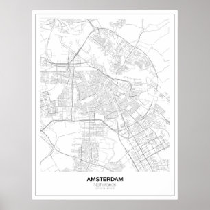 Amsterdam Minimalist Map Poster (style 2)